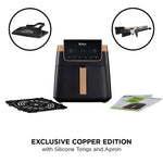 Ninja Air Fryer MAX PRO, 6.2L, Uses No Oil, Large Square Single Drawer, Roast, Bake, Air Fry, Family Size, Non-Stick, Dishwasher Safe Basket & Crisper Plate, Silicone Tongs, Black & Copper, AF180UKCP