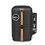 Ninja Double Stack XL Double Drawer Air Fryer, 4 Cooking Steps, 2 Drawers and 2 Stands, Space Saving Design, 9.5L Capacity, 6 Functions, 8 Serving, Tweezers, Black/Copper