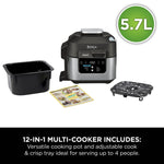 Ninja Speedi 12-in-1 Multi-Cooker, Air Fryer and Slow Cooker, 5.7L Cooking Pot, Meals for 4 in Minutes, Air Fry, Steam, Grill, Bake, Roast, Sear, Slow Cook and More, Grey ON500UK
