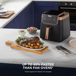 Ninja Air Fryer MAX PRO, 6.2L, Uses No Oil, Large Square Single Drawer, Roast, Bake, Air Fry, Family Size, Non-Stick, Dishwasher Safe Basket & Crisper Plate, Silicone Tongs, Black & Copper, AF180UKCP