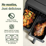 Cuisinart XXL10.4L Air Fryer with 2 x 5.2L Drawers |PFAS Free|Chemical-free cooking | Air Fry, Roast, Grill, Bake, Dehydrate, Max Crisp, Keep Warm | Dual Zones - cook 8+ portions|Dishwasher Safe