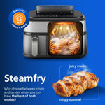Philips Airfryer 5000 Series Dual Basket with Steam - Unique Steamfry, Steam & Airfry - 19 Ways to Cook; 9L Capacity (3L + 6L), RapidAir Plus Technology, Auto SteamClean (NA555/09)