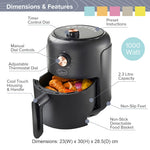 Quest 2.3L Compact Air Fryer - Black 1000W
