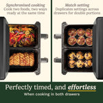 Cuisinart XXL10.4L Air Fryer with 2 x 5.2L Drawers |PFAS Free|Chemical-free cooking | Air Fry, Roast, Grill, Bake, Dehydrate, Max Crisp, Keep Warm | Dual Zones - cook 8+ portions|Dishwasher Safe