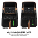 Ninja Air Fryer MAX PRO, 6.2L, Uses No Oil, Large Square Single Drawer, Roast, Bake, Air Fry, Family Size, Non-Stick, Dishwasher Safe Basket & Crisper Plate, Silicone Tongs, Black & Copper, AF180UKCP