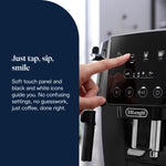 De'Longhi Magnifica ECAM222.20.B, Automatic Coffee Machine with Milk Nozzle, Bean to Cup Espresso Machine with 4 One-Touch Recipes, Soft-Touch Control Panel, 1450W, Black