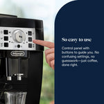 De'Longhi Magnifica S, Automatic Bean to Cup Coffee Machine, Espresso and Cappuccino Maker, ECAM22.110.B, Black, Black Silver, 3 Drinks