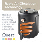 Quest 2.3L Compact Air Fryer - Black 1000W