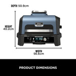 Ninja Woodfire Pro Connect XL Electric BBQ Grill and Smoker with App Control, Digital Probe, Large 7-in-1 Outdoor Grill and Air Fryer with Woodfire Pellets, Weather Resistant, Blue and Black OG901UK