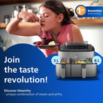 Philips Airfryer 5000 Series Dual Basket with Steam - Unique Steamfry, Steam & Airfry - 19 Ways to Cook; 9L Capacity (3L + 6L), RapidAir Plus Technology, Auto SteamClean (NA555/09)