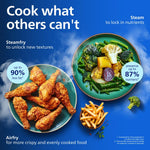 Philips Airfryer 5000 Series Dual Basket with Steam - Unique Steamfry, Steam & Airfry - 19 Ways to Cook; 9L Capacity (3L + 6L), RapidAir Plus Technology, Auto SteamClean (NA555/09)