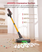 UNINELL HOME Cordless Vacuum Cleaner UV5, 50Kpa 580W 70Mins Vacuum Cleaner for Home with Wall Mount Charging, Anti Tangle Stick Vacuum Self-Standing for Pet Hair/Carpet
