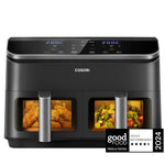 Cosori Dual Air Fryer, 8.5L Family Size, 8-In-1 Double Airfryer, Air Fry, Roast, Bake, Sync Cook & Finish, Fast and Energy Save, Healthy 50+ Online Recipes, 5 Accessories, Non-Stick
