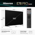 Hisense 100" 100E78QTUK PRO 144Hz QLED Smart TV - Black