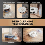 Shark PowerDetect Robot Vacuum and Mop with 60-Day Self-emptying and Cleaning Base - 3D LiDAR Navigation - Wi-Fi/App - 4 Anti-microbial Pads, 2 Odour Cartridges and 2 Brushes Incl. - White