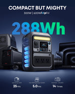 C300 Portable Power Station, 288Wh Solar Generator for Camping