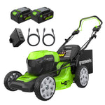 Greenworks 48V (2x24V) Self Propelled Cordless Lawnmower for Large Lawns up to 480m2, 46cm Cutting Width, 55LBag PLUS Two 4Ah Batteries and Twin Charger, 3 Year Guarantee GD24X2LM46SPK4X