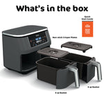 Ninja DZ201 Foodi 6-in-1 2-Basket Air Fryer with DualZone Technology, 8-Quart Capacity, and a Dark Grey Stainless Finish