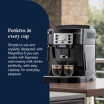De'Longhi Magnifica S, Automatic Bean to Cup Coffee Machine, Espresso and Cappuccino Maker, ECAM22.110.B, Black, Black Silver, 3 Drinks