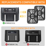GWYXC 2 Pack Air Fryer Grill Pan for Ninja Foodi AF400UK 9.5L 6 in 1 DualZone 2 Drawers Air Fryer, Non-Stick Stainless Steel Replacement Crisper Plate Grill Tray Accessories, Dishwasher Safe
