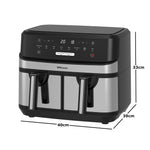 EMtronics EMAFDD9LSL Dual Air Fryer 9L Stainless Steel