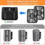 GWYXC 2 Pack Air Fryer Grill Pan for Ninja Foodi AF400UK 9.5L 6 in 1 DualZone 2 Drawers Air Fryer, Non-Stick Stainless Steel Replacement Crisper Plate Grill Tray Accessories, Dishwasher Safe