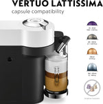De'Longhi Nespresso Vertuo Lattissima ENV300.W, Automatic Coffee Machine with Automatic Milk Frother, Single-Serve Capsule Coffee Machine, 5 Cup Sizes, 1500W, Matt White & Glossy