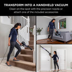 Shark Corded Stick Vacuum Cleaner with Anti Hair Wrap and DuoClean Floorhead, Flexible Vacuum Cleaner with Anti-Allergen Complete Seal, 2 Attachments, 10m Cord, Purple HZ500UK