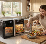 Bridge Pro 36 Litre Air Fryer Oven with French Doors and Accessories - XXL Air Fryer Dual Zone, Family Sized, Double Door, 16 in 1 Table Top Oven, Extra Large for Family, Fast and Healthy Cooking