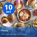 Philips Dual Basket Airfryer 1000 Series - 7.1L Mega Draw or Dual 3.5L+3.5L cooking zone, RapidAir Technology, 10 Cooking Functions, 90% Less Fat, Compact Design, (NA154/09)