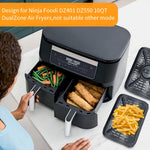 GWYXC 2 Pack Air Fryer Grill Pan for Ninja Foodi AF400UK 9.5L 6 in 1 DualZone 2 Drawers Air Fryer, Non-Stick Stainless Steel Replacement Crisper Plate Grill Tray Accessories, Dishwasher Safe