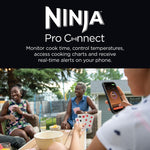 Ninja Woodfire Pro Connect XL Electric BBQ Grill and Smoker with App Control, Digital Probe, Large 7-in-1 Outdoor Grill and Air Fryer with Woodfire Pellets, Weather Resistant, Blue and Black OG901UK