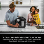 Ninja Foodi MAX Multi Cooker, 7.5L with 9 Cooking Functions, Pressure Cook, Air Fry, Slow Cook, Grill and more, Brushed Steel & Black, OP500UK