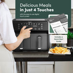 Keplin 9L Dual Zone Air Fryer - 2700W 8-in-1 Cooker Black