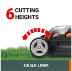 Worx WG779E.2 40V 34cm Cordless Lawnmower, ideal for Gardens up to 230㎡, Cut-to-Edge, striped Lawn Roller, foldable Handle, PowerShare, includes 2x 2.0Ah Batteries, Charger & 30L Grass collection bag