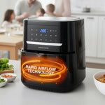 Andrew James 6L Digital Air Fryer, 1600W 10-in-1 Airfryer, Small Air Fryer for Home, Air Fry, Bake, Roast & Grill, LED Touch Display, Rapid Airflow, Non-Stick, Dishwasher Safe