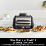 Ninja Foodi MAX PRO Health Grill, Flat Plate & Air Fryer 3.8L with Digital Cooking Probe, 7-in-1, Air Fry, Bake & more, Dishwasher Safe Parts, Cleaning Brush, Large Grill Plate, Silver/Black AG651UK