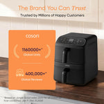 Cosori Double Stack Air Fryer Turbo Tower Compact 8.6L, 39% Space-Saving Airfryer, Ceramic PFAS-Free,TurboBlaze Dual DC Motors for Even & Faster Cooking, Perfect for Family Meals