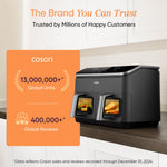 Cosori Dual Air Fryer, 8.5L Family Size, 8-In-1 Double Airfryer, Air Fry, Roast, Bake, Sync Cook & Finish, Fast and Energy Save, Healthy 50+ Online Recipes, 5 Accessories, Non-Stick