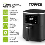 Tower T17205AFR Digital Air Fryer - Black 4L 1300W