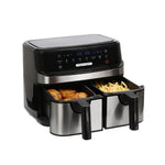 EMtronics EMAFDD9LSL Dual Air Fryer 9L Stainless Steel