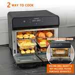 HYSapientia® 22L Dual Zone Air Fryer Oven With Rotisserie,Large Double Air fryers Mini Ovens Digital 2400W 10 in 1 Airfryer Countertop Convection Oven electric and grill,Stainless Steel,13 Accessories