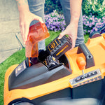 LawnMaster 48V 41cm Cordless Lawnmower with a Set of two MX 24V 4.0Ah Lithium Ion Batteries, 2x Fast Chargers, Edging Comb, Rear Roller and Mulching Function. Battery lawn mower for Large Lawns.
