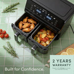 Keplin 9L Dual Zone Air Fryer - 2700W 8-in-1 Cooker Black