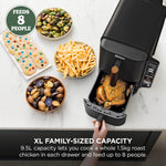 Ninja Double Stack XL Double Drawer Air Fryer, 4 Cooking Steps, 2 Drawers and 2 Stands, Space Saving Design, 9.5L Capacity, 6 Functions, 8 Serving, Tweezers, Black/Copper