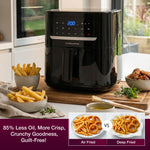 Andrew James 6L Digital Air Fryer, 1600W 10-in-1 Airfryer, Small Air Fryer for Home, Air Fry, Bake, Roast & Grill, LED Touch Display, Rapid Airflow, Non-Stick, Dishwasher Safe