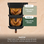 Ninja Double Stack XL Double Drawer Air Fryer, 4 Cooking Steps, 2 Drawers and 2 Stands, Space Saving Design, 9.5L Capacity, 6 Functions, 8 Serving, Tweezers, Black/Copper