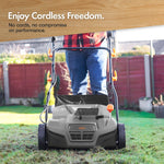 VonHaus Lawn Scarifier/Aerator/Rake Cordless – for Dethatching/Raking Grass of Thatch, Moss, Dead Leaves & Aerates Soil – 40V Battery (2x 20V), Dual Charger, 45L Collection Box, 38cm Working Width
