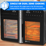 Bridge Pro 36 Litre Air Fryer Oven with French Doors and Accessories - XXL Air Fryer Dual Zone, Family Sized, Double Door, 16 in 1 Table Top Oven, Extra Large for Family, Fast and Healthy Cooking