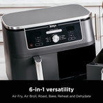 Ninja DZ401 Foodi 10 Quart 6-in-1 DualZone XL 2-Basket Air Fryer with 2 Independent Frying Baskets, Match Cook & Smart Finish to Roast, Broil, Dehydrate & More for Quick, Easy Family-Sized Meals, Grey